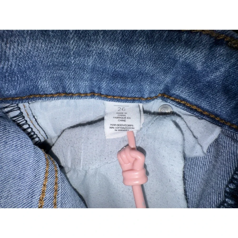 BP Jeans Womens Size 26 Med Blue Wash Raw Hem Stretch Denim Pants